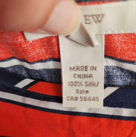 J. Crew 100% Silk Red White and Blue Striped Short Sleeve Top - Size 4 - Picture 7 of 10